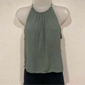 h&m green halter sleeveless tank top shirt blouse